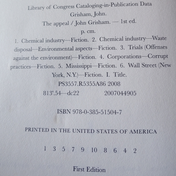 NEW YORK TIMES BEST SELLING AUTHOR John Grisham The Appeal 1st Edition Hardcover - Picture 5 of 5